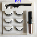 Natural New model  OEM  High quality 3 pairs Magnetic eyelash with tweezer and eyeliner